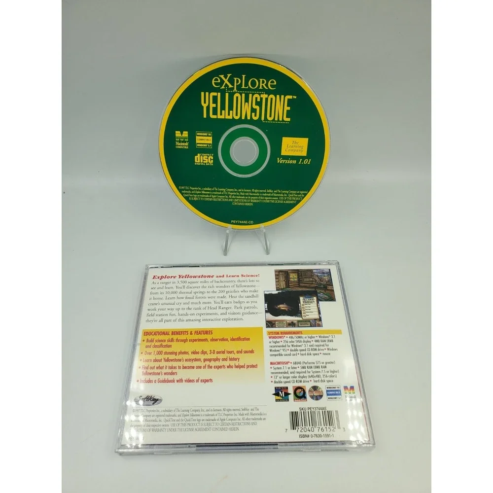 The Learning Company Explore Yellowstone PC, 1997, Windows Mac Tested Working
